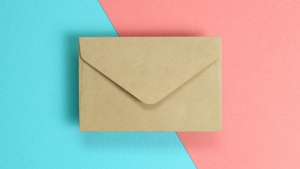 Envelope with colorful background symbolizing email marketing.