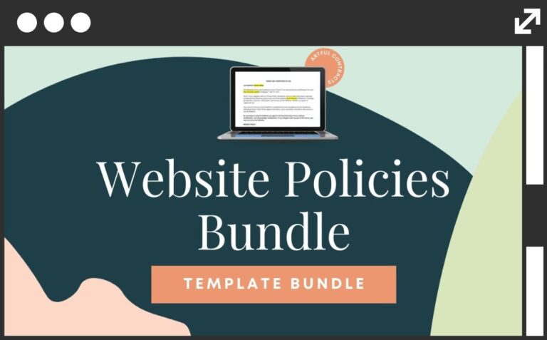 Website Policies Template Bundle graphic in a mock web browser window.